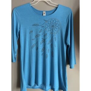 Cactus Bay Apparel Women Medium Blue Dream Catcher Rhinestone Made in USA